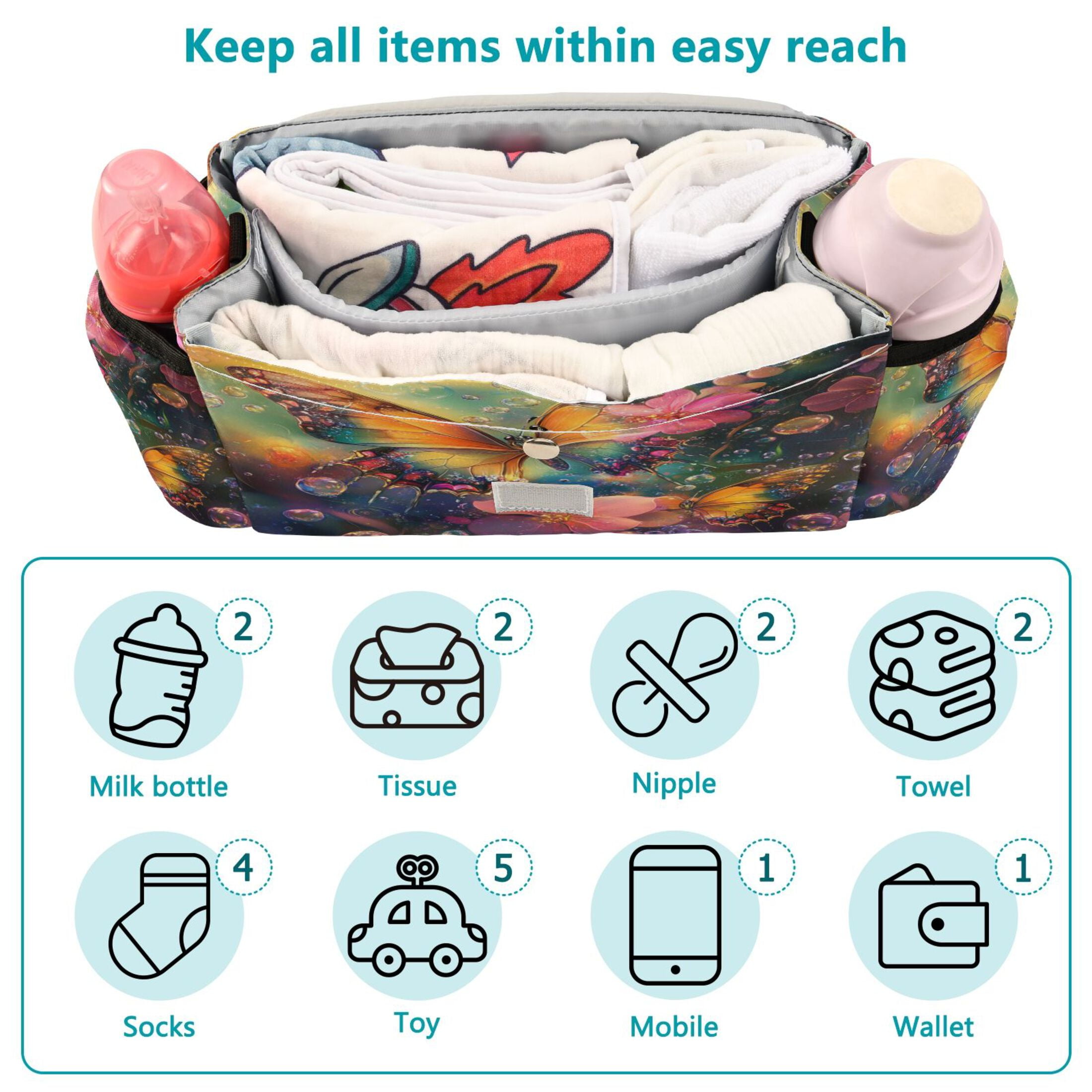 DIXRUYEE Stroller Organizer Whispers Of Spring Printed