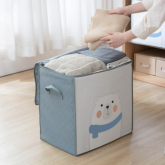 Kcavykas Portable Hamper Foldable Storage Bag Clothes Blanket Quilt Closet Sweater Organizer Box Pouch Laundry Room Organization Storage Bins