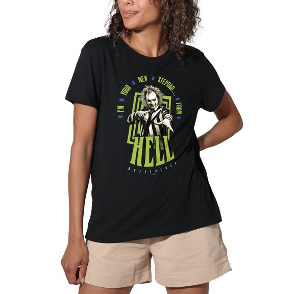 Beetlejuice Beetlejuice Stepdad From Hell Women's Loose T-Shirt, Black, Small