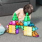 PicassoTiles 61PCS Magnetic Tiles – STEM Educational Construction Building Blocks, Creative Play & Brain Development Toy for Kids Kindergarten Toddler