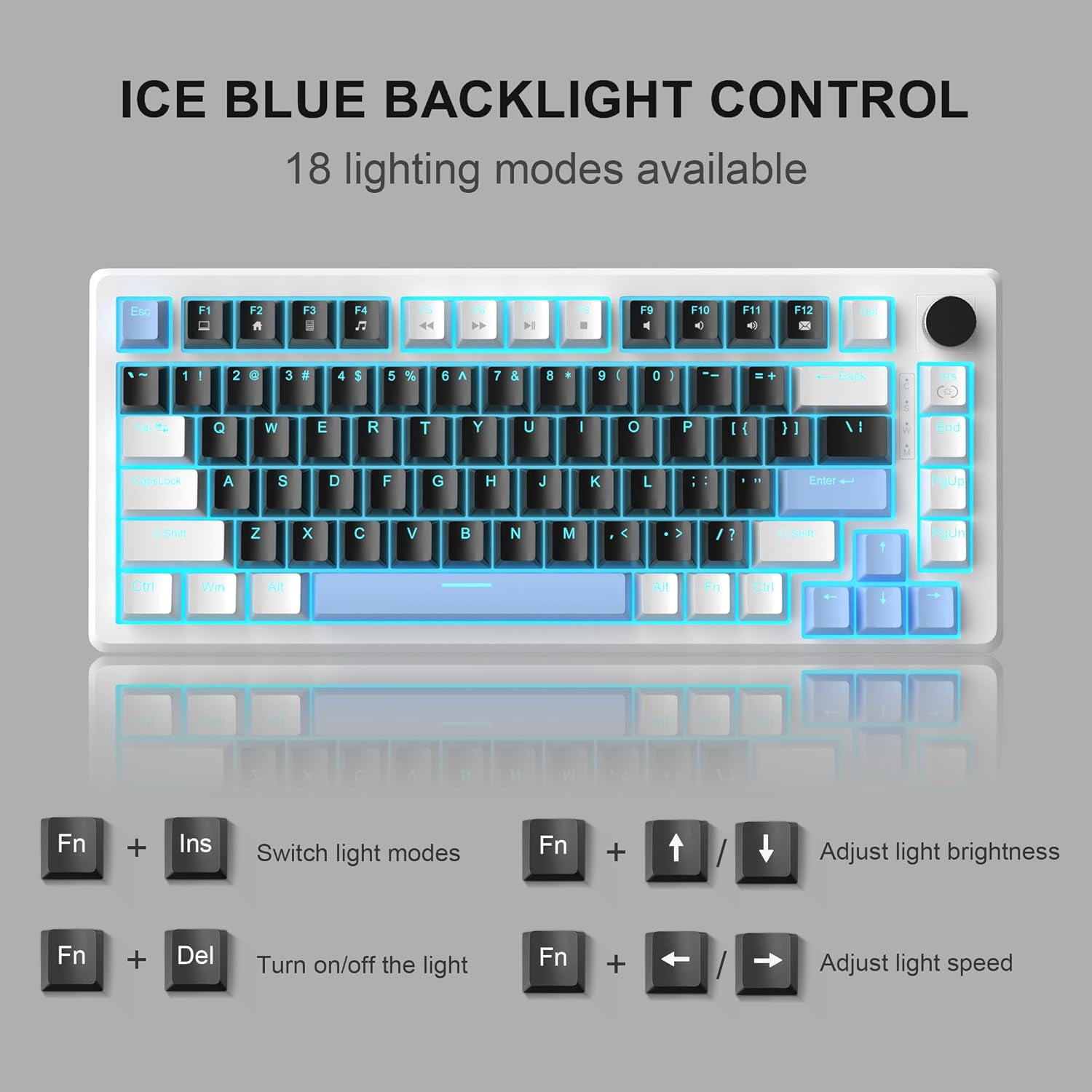 MageGee 75% Mechanical Gaming Keyboard, Red Switches, EVA Foam, Knob Control, STAR75 Portable NKRO