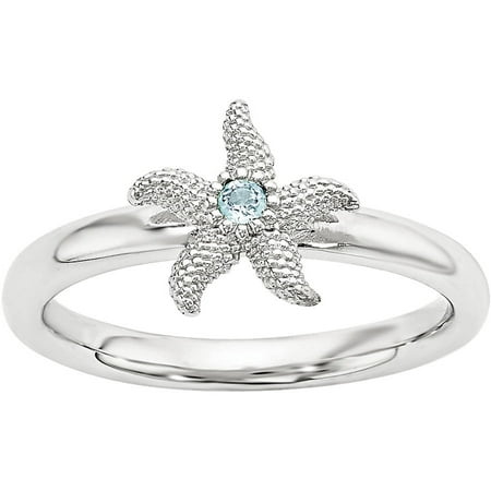 Stackable Expressions Blue Topaz Sterling Silver Starfish Ring