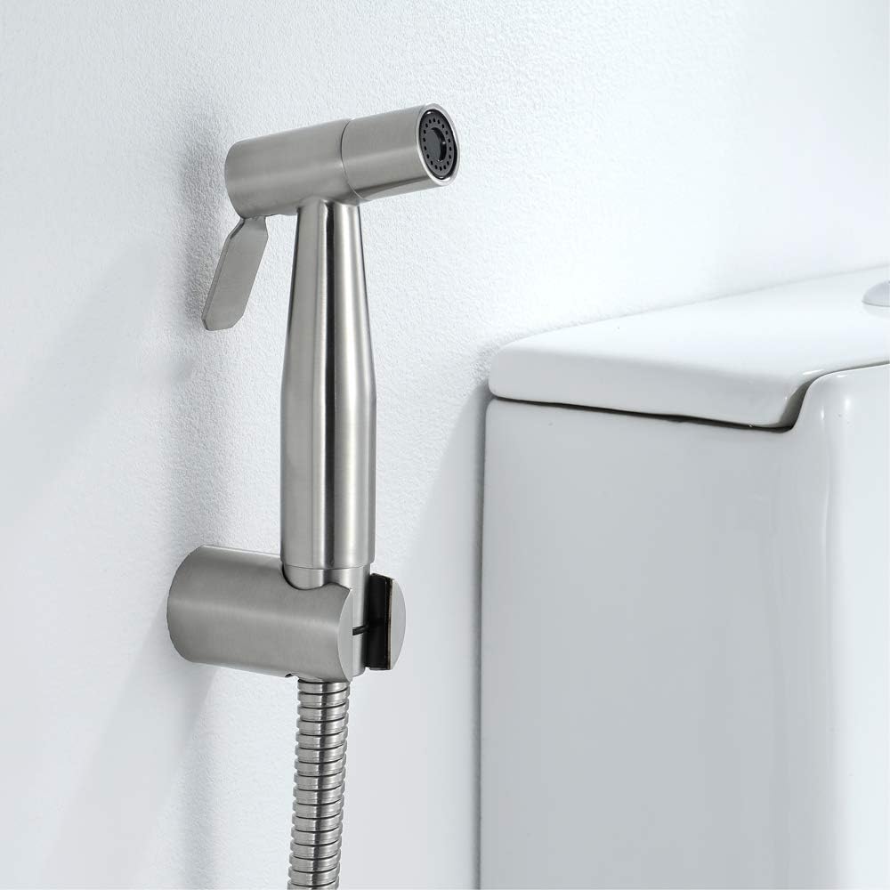 Handheld Bidet Sprayer Head Stainless Steel Portable Toilet Bidet Shower Head Brushed Bathroom Shower Bidet Tap for Toilet Cleaning, Personal Hygiene, Floor Cleaning,A
