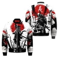 thumbnail image 3 of Chaqueta bomber de primavera y otoño para hombre, con estampado 3D de máscara de samurái Oni y tatuaje, con cremallera, informal, para la calle, 3 of 5