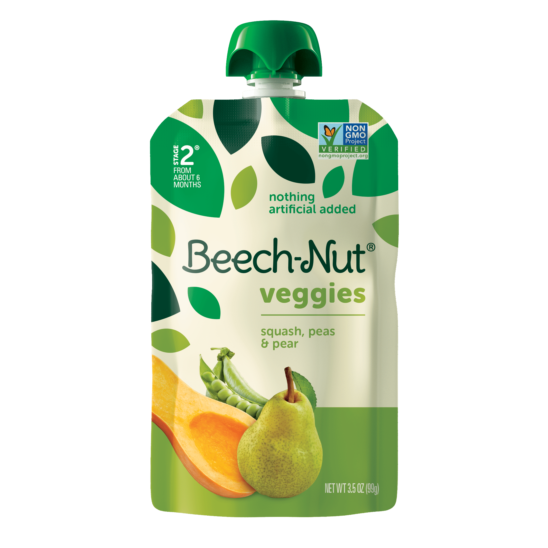Beech-Nut Veggies Stage 2, Squash Peas & Pears Baby Food, 3.5 oz Pouch