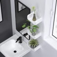 thumbnail image 5 of Estantes de baño de plástico blanco para montaje en pared, estantes de pared flotantes en forma de U con ventosa, suministros de ducha (pequeños), 5 of 5