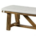 thumbnail image 4 of Jule Dining Bench- Trestle Base- 69 Inch- Brown Wood with Off White Seat, 4 of 6