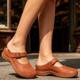 thumbnail image 5 of hoksml Women Round Toe Cutout Mule Clogs, Buckle Ankle Strap Slip On Low Wedge Casual Shoes, 5 of 6