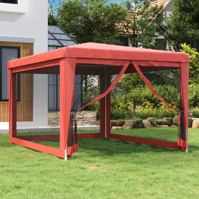 vidaXL Tente de Fête avec 4 Parois Latérales en Maille Rouge 3x4 m HDPE