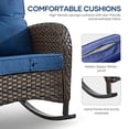 thumbnail image 6 of Naipo 3-Piece Outdoor Rocking Chair Set with Rattan Side Table - All-Weather PE Wicker Patio Furniture for Porch, Deck, Garden (Blue), 6 of 8