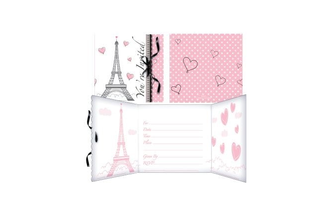 Creative Converting 895584 Party In Paris Gatefold Invitation