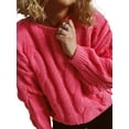thumbnail image 3 of Liacowi Women Juniors Knit Pullover Long Sleeve Loose Fit Sweater Teen Girl Fall Winter Cable Jumper Knitwear Tops, 3 of 9