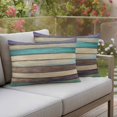 thumbnail image 4 of Purple Brown Pillow Covers 2 Pack Turquoise Wood Grain Farmhouse Vintage Pillowcase Waterproof Outdoor Throw Pillow Cover for Patio Balcony Rectangular Cushion 20”x12”, 4 of 9