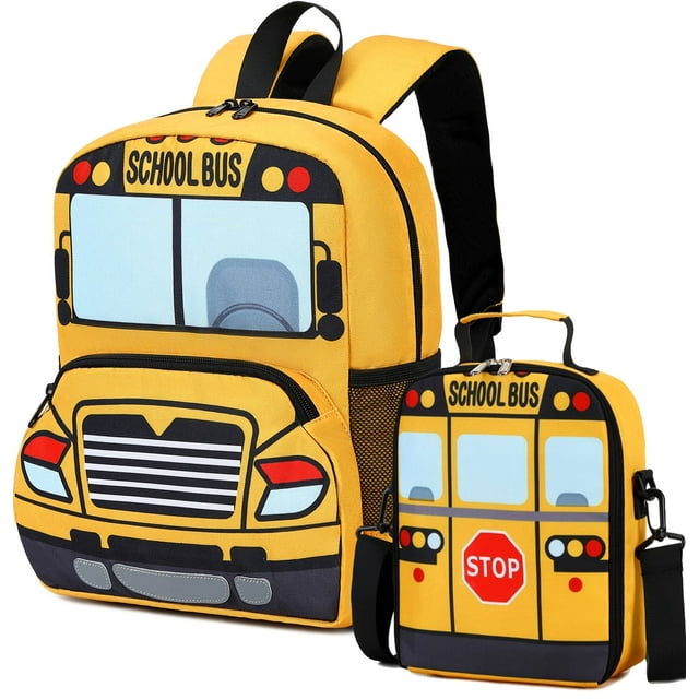 Mochila Bluboon para autobús escolar para niños pequeños con lonchera de 2 a 6 años, amarilla