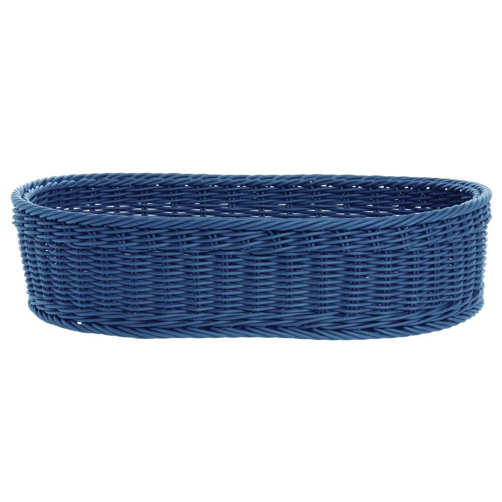 HUBERT Oval Synthetic Blue Wicker Basket 18"L x 12"W x 4 1/2"H