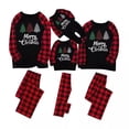 thumbnail image 1 of Conjuntos de pijamas a juego para la familia de Navidad, Top de árboles y pantalones a cuadros rojos con tela para perros, 1 of 3