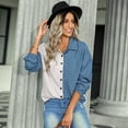 thumbnail image 6 of SWQZVT Women's Color Block Tops Corduroy Button Down Shirts Long Sleeve Shacket Jacket Casual Coat Blue Blouses, 6 of 7