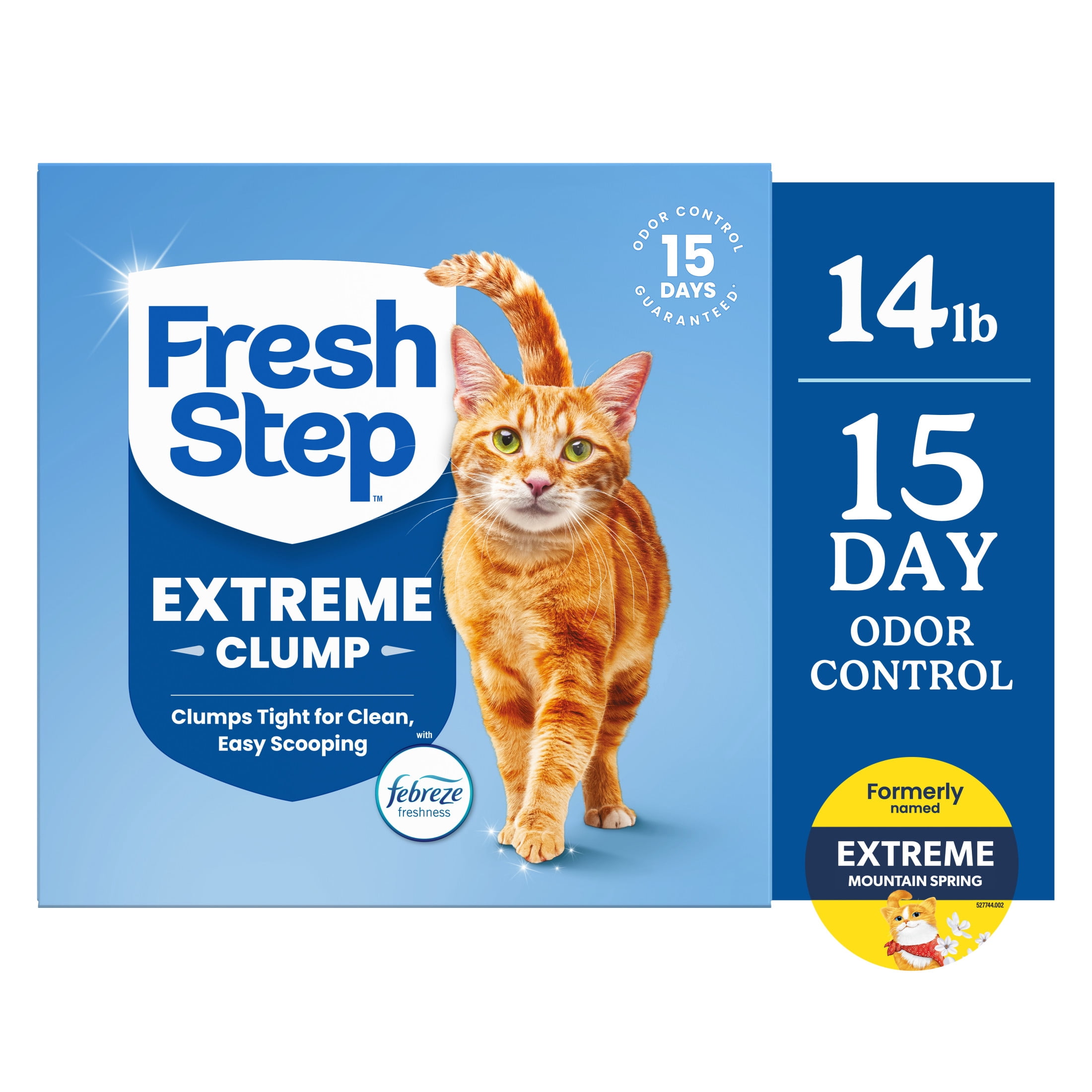 (2 pack) Fresh Step Extreme Clumping Multi Cat Clumping Litter with Febreze Freshness, Mountain Spring Scent, 14 lb