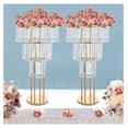 thumbnail image 4 of 2Pcs Flower Stand 28.34in, 3 Tier Flower Vase Crystal Flower Stand Wedding Centerpieces, Round Flower Stand Pedestal Stand for Wedding Birthday Party Decoration(3 Tier Round Base ), 4 of 6