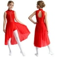 thumbnail image 3 of Miaeowve Robe de Danse Latine Ballet pour Filles Sans Manches avec Strass Dos Creux Combinaison Décontractée Rouge 16, 3 of 7