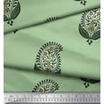 thumbnail image 3 of Soimoi Polyester Crepe Fabric Leaves & Paisley Block Printed Fabric 1 Yard 52 Inch Wide, 3 of 3