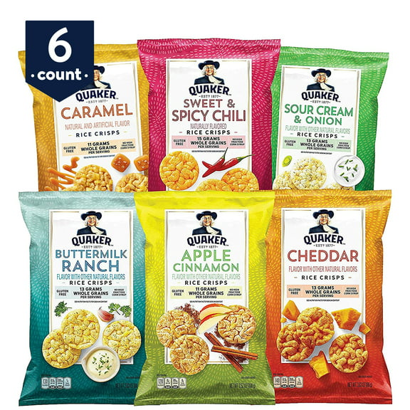 Quaker Rice Crisps, 6 Flavor Variety Pack, 12 Count Box
