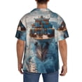 thumbnail image 3 of Susaid Cargo Ship At Sea Print Men's Polo Shirts Button Down Short Sleeve Casual Summer Beach Vintage Shirts for Men-XX-Large, 3 of 5