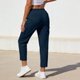 thumbnail image 7 of QATAINLAV Women's Summer Zipper Pockets Travel Pants with Pockets Solid Casual Drawstring Cargo Pants Outdoor Lightweight Work Slacks Navy L, 7 of 7