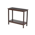 thumbnail image 6 of 42" Acacia Wood Console Table - Indoor/Outdoor Entryway Table with 2 Storage Shelves, Weather-Resistant Brown Slatted Design, 6 of 11