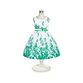 thumbnail image 2 of Girls Dress Green Casual Rose Flower Double Bow Tie 9-10 Years, 2 of 7