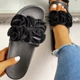 thumbnail image 2 of Dakaela Women's Slides Sandals Flower Open Toe Summer Beach Slippers Comfortable Casual Flat Walking Slip on Shoes Black Size 6.5, 2 of 7