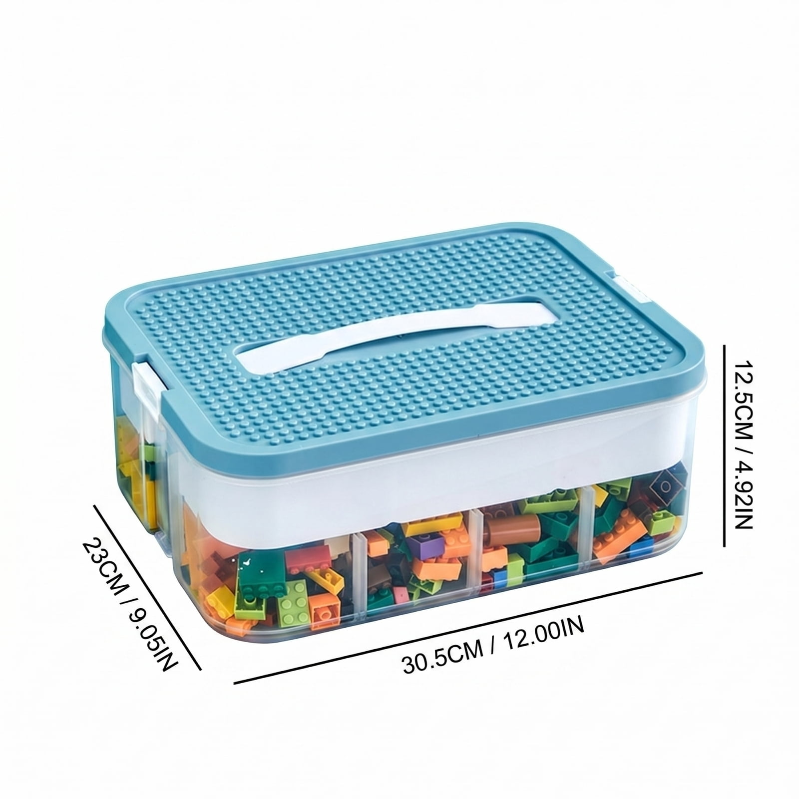 3pc Stackable Plastic Toy Storage Box for Kids, Divided Building Blocks Organizer Container, Lego-Compatible Brick Storage with Multiple Compartments for Playroom & Bedroom( Orange/3pc )