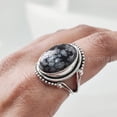 thumbnail image 2 of Natural Snowflake Obsidian Ring, Snowflake Obsidian Ring, Birthstone, Bohemian Band, 925 Sterling Silver, Womens Ring, Christmas, Thanksgiving, Handmade, Statement Jewelry, Natural Gemstone Ring, 2 of 6