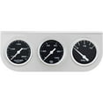 thumbnail image 2 of Speedway Motors 3-Gauge Set with Brushed Aluminum Panel Includes Oil Pressure, Water Temperature and Voltmeter Gauges, White Face with Stainless Bezels, Universal Fit, 2 of 14