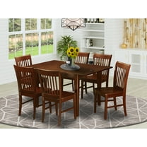 Dining Room Table Set 7 Piece - Rectangular Table with Butterfly Leaf & 6 Chairs - Mahogany Finish