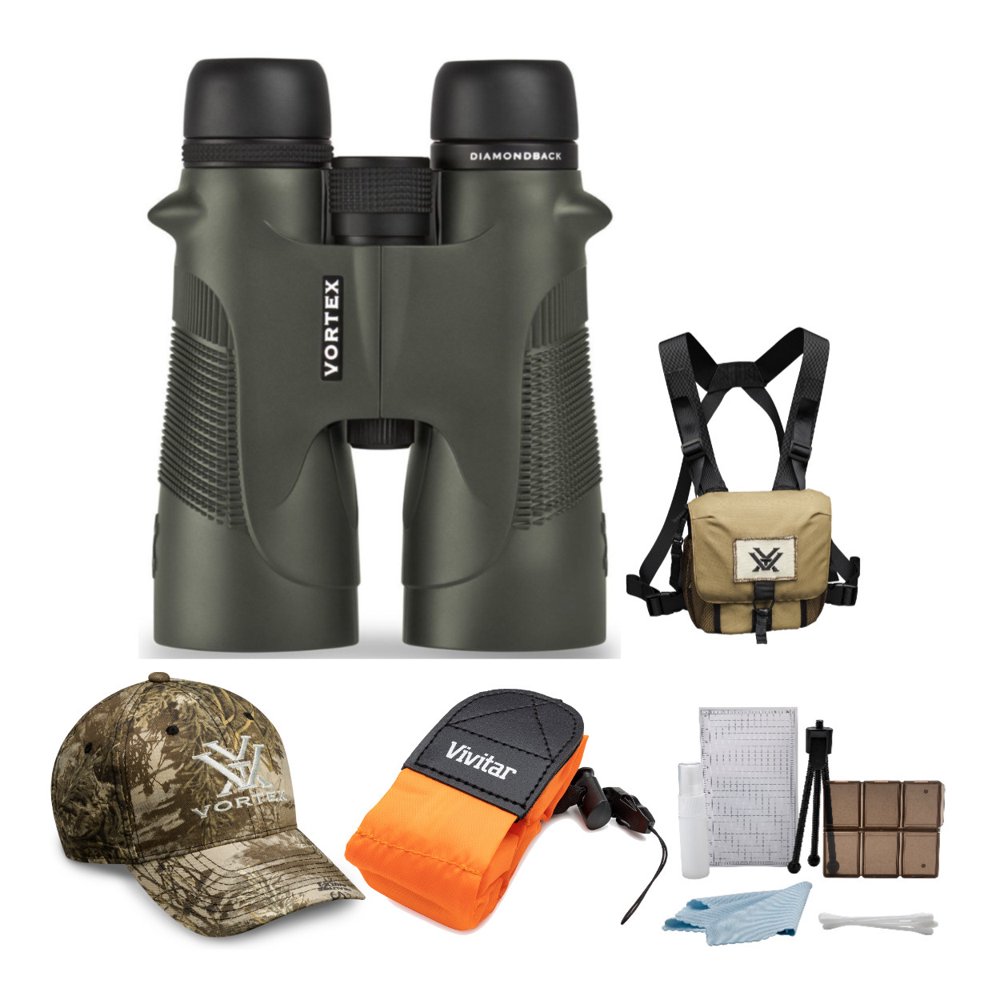 Vortex 12x50 Diamondback Roof Prism Binoculars with Glasspak Harness Case Bundle