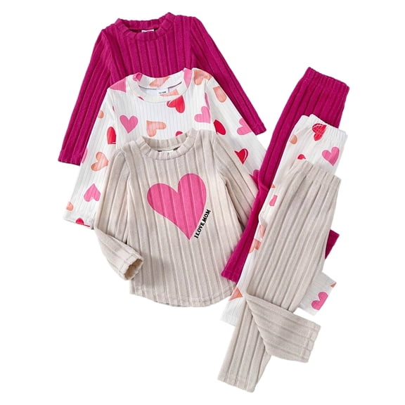 Mnyotv Toddler Baby Girl Clothes Fall Long Sleeve Sweater Top and Matching Pants 6Pcs Winter Outfits Sets Size 2-3 Years