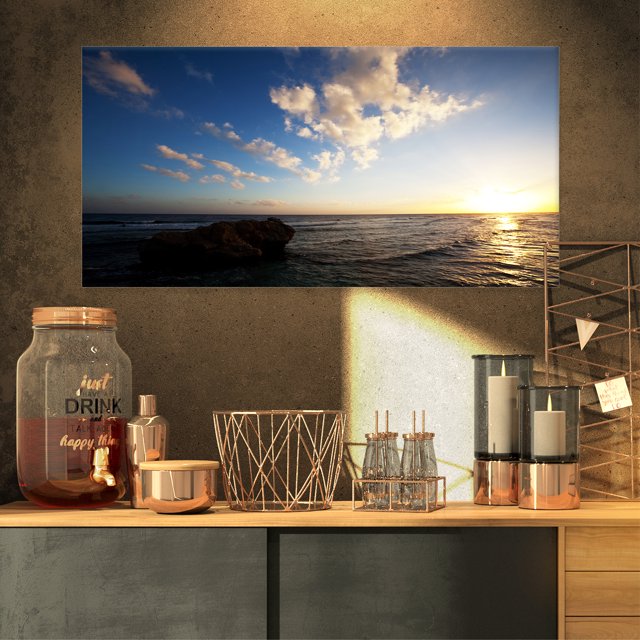 Evening Sea after Heavy Storm - Modern Beach Canvas Art Print