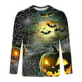 thumbnail image 5 of YOIAVAIOY Mens Graphic T shirt Halloween Ghost Shirts Novelty Holiday T-shirts Long Sleeve Round Neck Blouse Spooky Season Outfits Gray M, 5 of 5