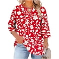 thumbnail image 2 of Xuyuer Plus Size Women Blouses Casual Round Neck 3/4 Sleeve Tops Summer Hollow Out Loose Fitted Blouse for Women 2026, 2 of 6