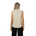 thumbnail image 4 of MINTLIMIT Women's Sleeveless Button Down Shirt Basic Solid Collared Work Blouse, 4 of 5