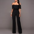 thumbnail image 2 of SELONE Jumpsuits for Women Casual One Shoulder Loose Fit Pants Ladies Travel Comfortable 2023 Vacation Fancy Jumpsuits for Women Womens Jumpers and Rompers Casual Solid Color Zipper Black M, 2 of 8