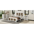 thumbnail image 3 of Full Size Wooden Platform Bed with Wooden Strip Decoration, Plywood Support, White for Bedroom, 3 of 11