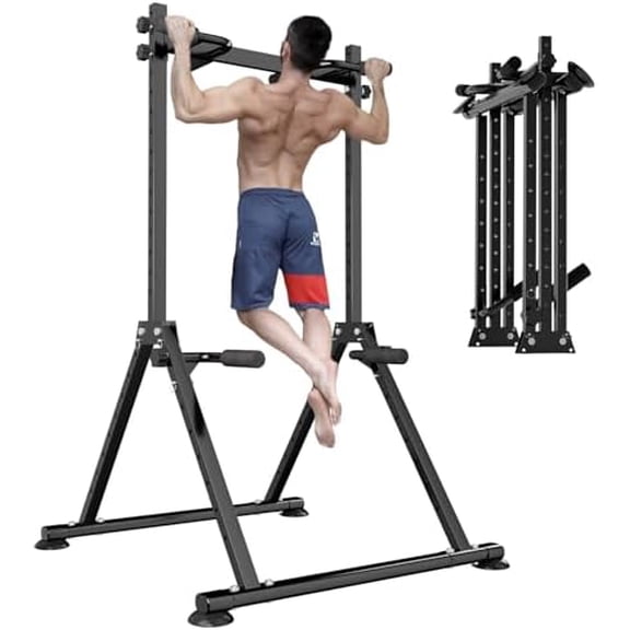Foldable Power Tower Dip Station Pull Up Bar, Multifunction Triangular Structure Pull Up Station Home Gym Strength Training Workout Equipment$$Sport & Recreation Other