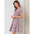 thumbnail image 4 of Vestido floral con dobladillo con volantes y cintura elástica con mangas aleteo para mujer Azul rosado M, 4 of 6