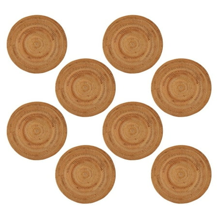 

8X Rattan Woven Placemats Table Mats Non Heat Resistant Place Mat Wicker Placemat Trivets for Hot Dishes Round