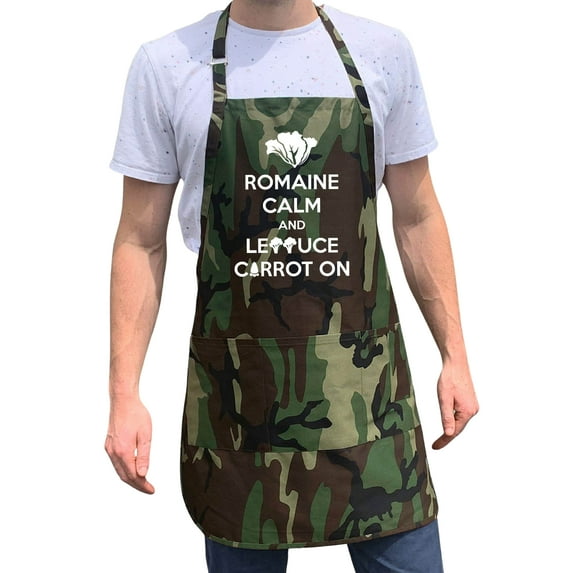 ApronMen, Funny Aprons For Men - Romaine Calm - 100% Cotton with Pockets - Tactical Camo