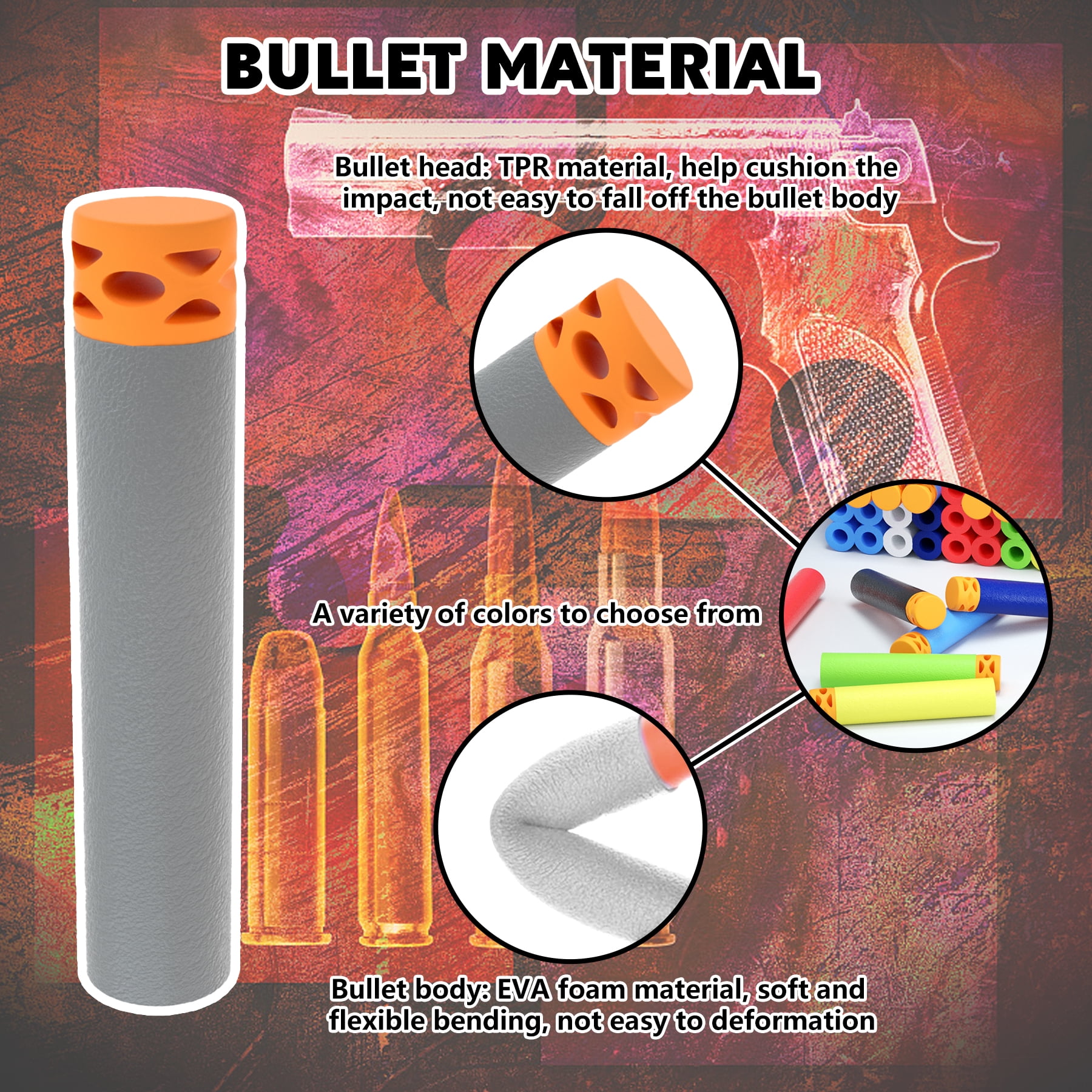 BOROLA 100Pcs Hollow Out Soft Foam Refill Waffle Darts Compatible for Nerf Elite Series Blasters(Gray)