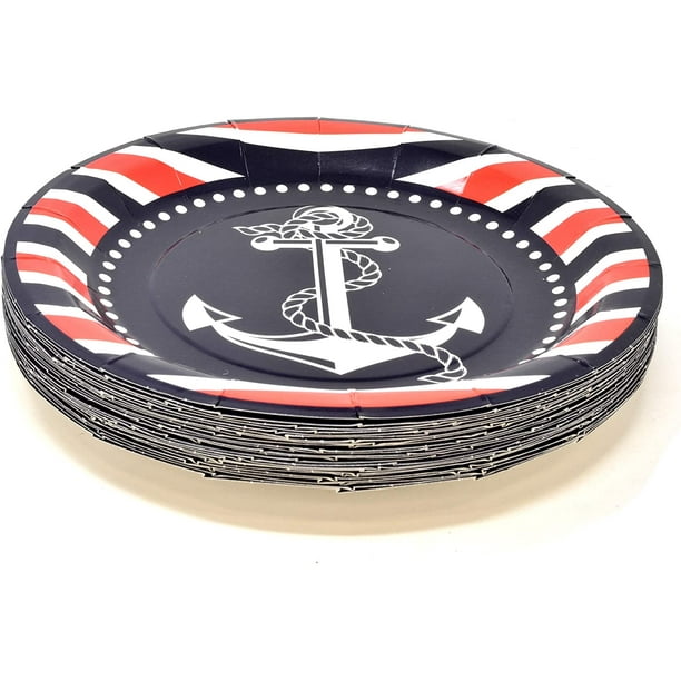Nautical Anchor Party Supplies Set 24 9 Plates 24 7 Plate 24 9 Oz Cups 50