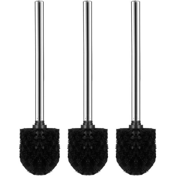 Juego de cepillos de baño con diseño elegante, cabezal de cepillo higiénico negro de acero inoxidable SUS304 para herramientas de limpieza de baño, capas dobles cepilladas modernas clásicas, fáciles